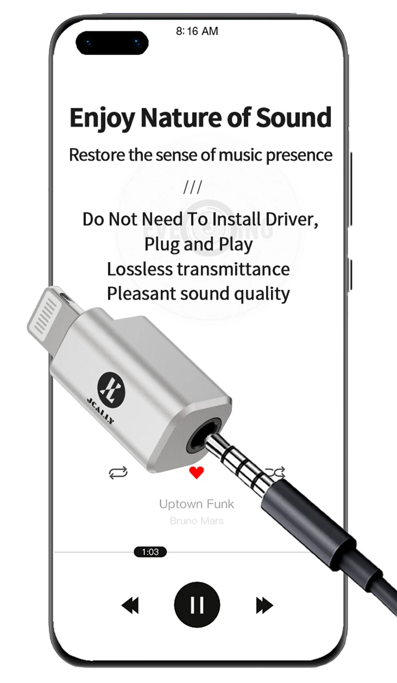 JCALLY JA10i C100 Lighting to 3.5mm Earphone Digital Audio Adapter For IOS hifiheavenbd.com 11