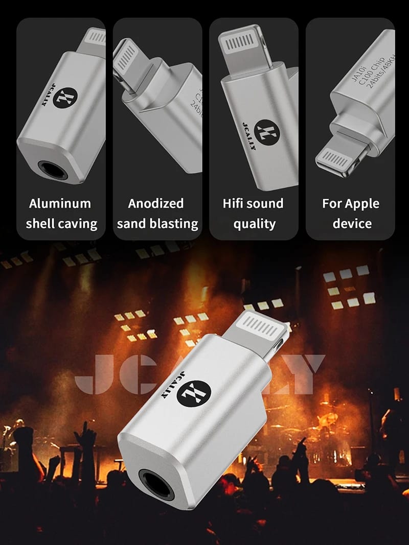 JCALLY JA10i C100 Lighting to 3.5mm Earphone Digital Audio Adapter For IOS hifiheavenbd.com 3