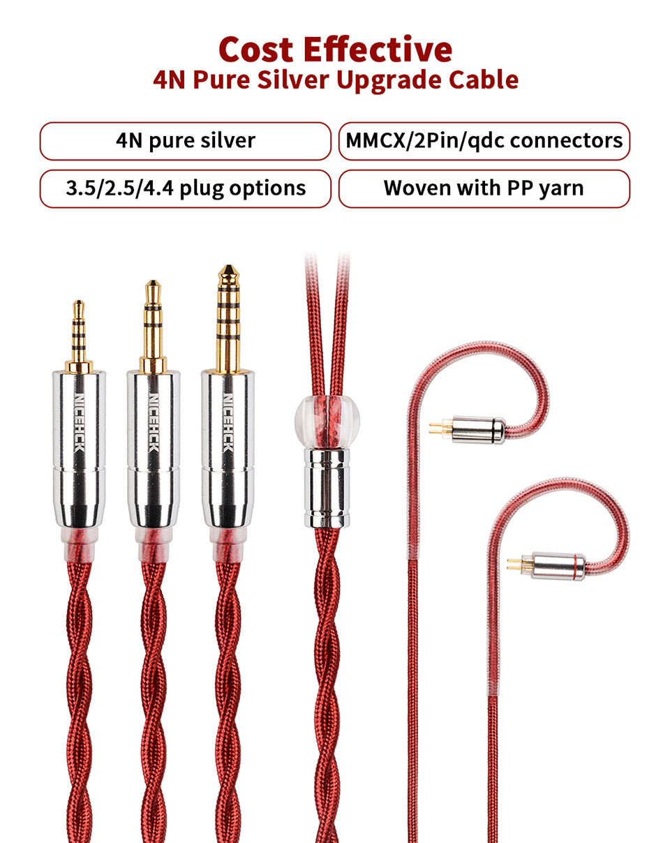 NICEHCK RedAg 4N Silver Cable hifiheavenbd.com